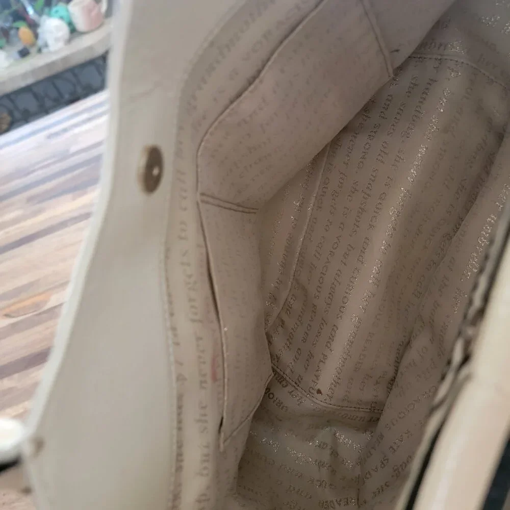 kate spade Black and White Striped Patent Leather Tote